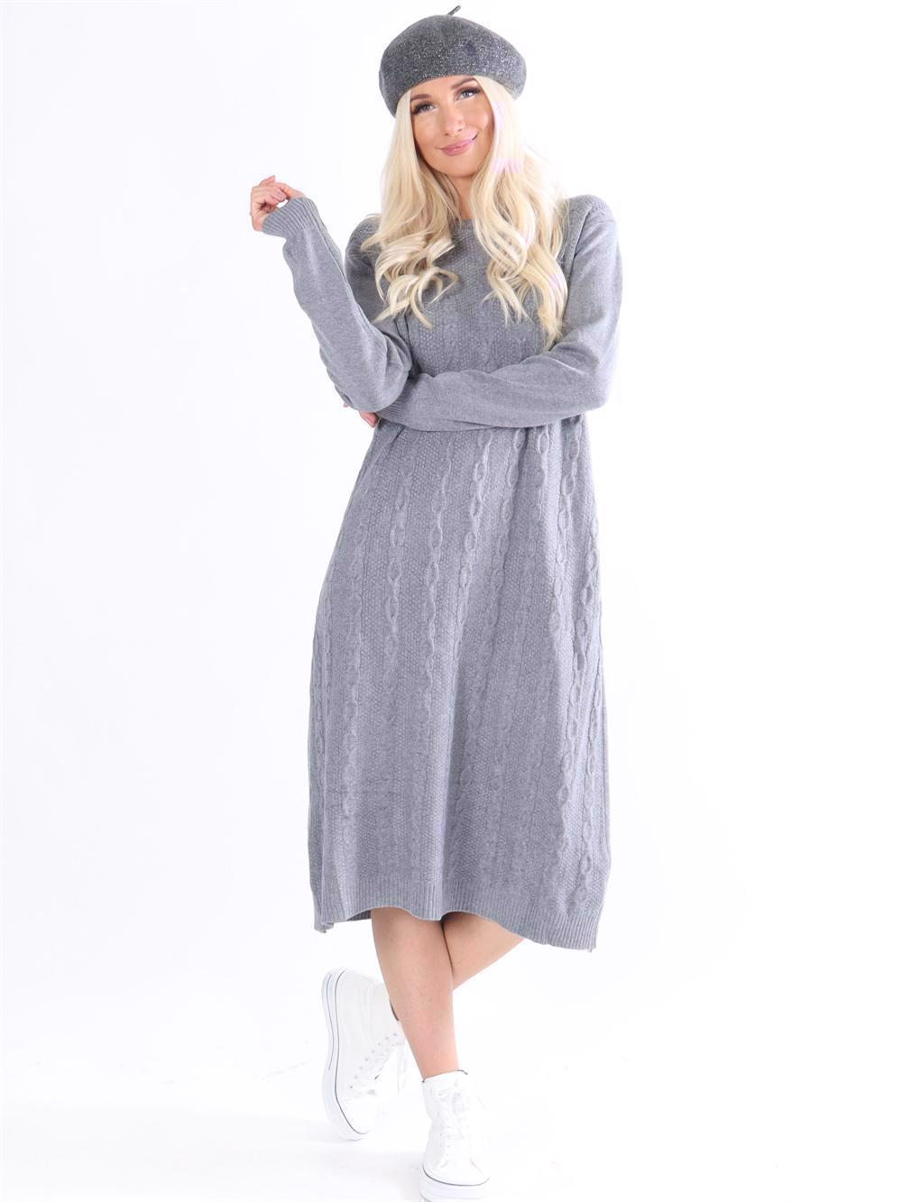 Melanie - Sort blød strikkjole med stræk